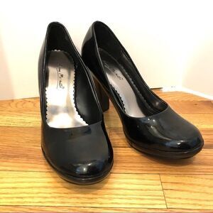 Black patent leather shiny platform heels shoes 9 NEW NIB NWT rockabilly pinup